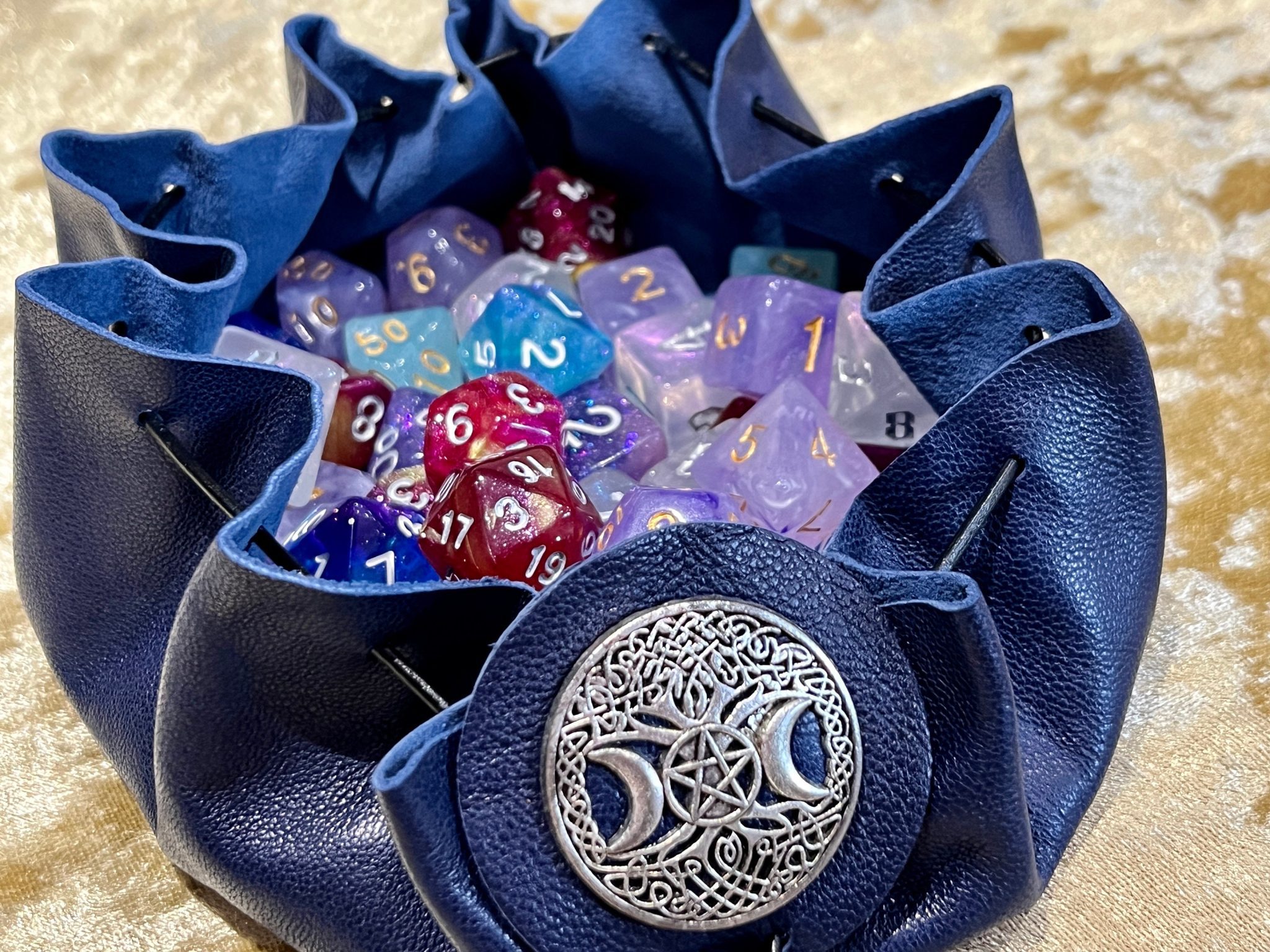 Leather Dice Bag Pouch for Dungeons and Dragons, RPG and Cosplay