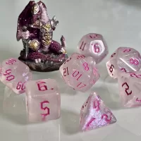 Moonstone Opal Pink Polyhedral Dice for RPG Games like Dungeons and Dragons and Pathfinder. DnD Gifts RPG Gift