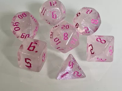 Moonstone Opal Pink Polyhedral Dice for RPG Games like Dungeons and Dragons and Pathfinder. DnD Gifts RPG Gift - Image 3