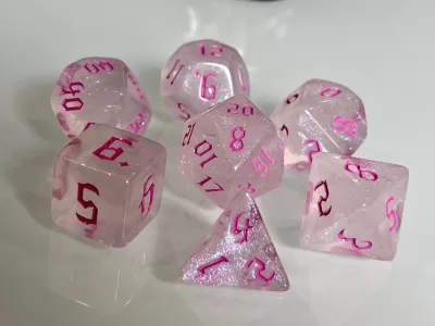 Moonstone Opal Pink Polyhedral Dice for RPG Games like Dungeons and Dragons and Pathfinder. DnD Gifts RPG Gift - Image 5
