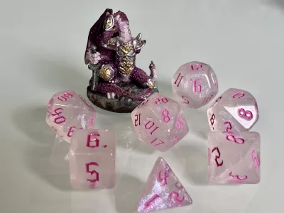 Moonstone Opal Pink Polyhedral Dice for RPG Games like Dungeons and Dragons and Pathfinder. DnD Gifts RPG Gift - Image 7