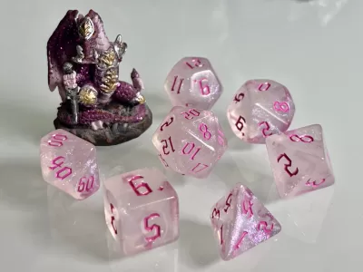 Moonstone Opal Pink Polyhedral Dice for RPG Games like Dungeons and Dragons and Pathfinder. DnD Gifts RPG Gift - Image 8
