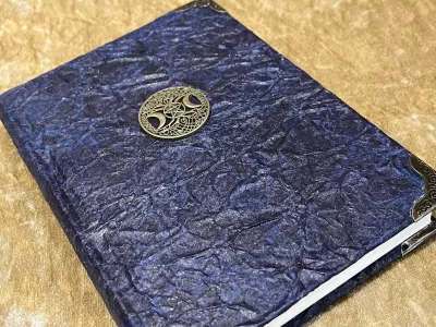 Witchcraft Triple Moon Goddess Notebook Journal Vegan Leather Look with Gold Shimmer Tree of Life Diary gift for Dnd and Pathfinder Notes - Image 3