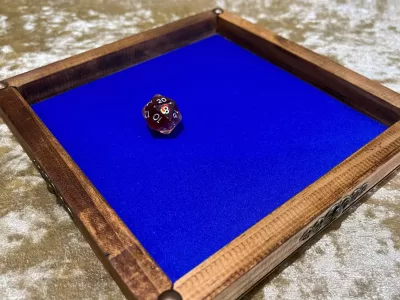 Dice Tray Dark Wood, Rubber Fabric inlay, Dice Rolling Tray for Dungeons and Dragons. Wooden DM Gift for DnD
