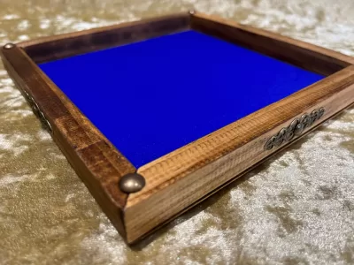 Dice Tray Dark Wood, Rubber Fabric inlay, Dice Rolling Tray for Dungeons and Dragons. Wooden DM Gift for DnD - Image 2
