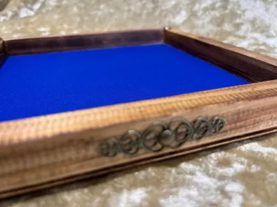 Dice Tray Dark Wood, Rubber Fabric inlay, Dice Rolling Tray for Dungeons and Dragons. Wooden DM Gift for DnD - Image 4