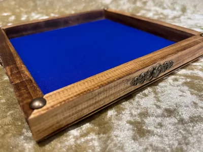 Dice Tray Dark Wood, Rubber Fabric inlay, Dice Rolling Tray for Dungeons and Dragons. Wooden DM Gift for DnD - Image 5