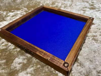 Dice Tray Dark Wood, Rubber Fabric inlay, Dice Rolling Tray for Dungeons and Dragons. Wooden DM Gift for DnD - Image 6