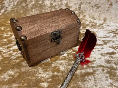 Fantasy Wooden DND Dice Chest and DnD Dice Box for Dungeons and Dragons Gift