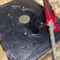 Notebook, Tome, Grimoire, Spell Book - Leather  Fantasy DnD, Witchcraft, with Embellishments. blank with Deckled Parchment