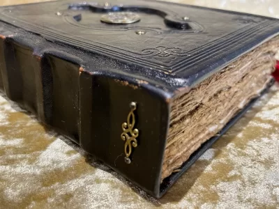 Notebook, Tome, Grimoire, Spell Book - Leather  Fantasy DnD, Witchcraft, with Embellishments. blank with Deckled Parchment - Image 3