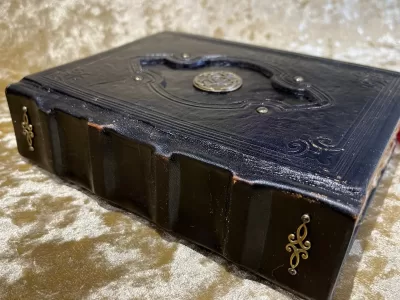 Notebook, Tome, Grimoire, Spell Book - Leather  Fantasy DnD, Witchcraft, with Embellishments. blank with Deckled Parchment - Image 4