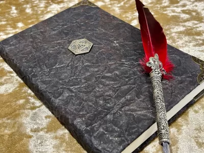 D20 Notebook | Journal | Grimoire | Vegan Leather Look | Gold Shimmer Diary | Gift for Dnd | Pathfinder Present | Notes