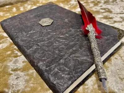 D20 Notebook | Journal | Grimoire | Vegan Leather Look | Gold Shimmer Diary | Gift for Dnd | Pathfinder Present | Notes - Image 3