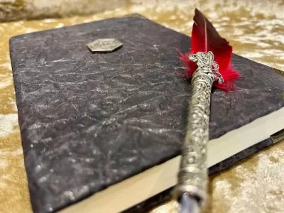 D20 Notebook | Journal | Grimoire | Vegan Leather Look | Gold Shimmer Diary | Gift for Dnd | Pathfinder Present | Notes - Image 4