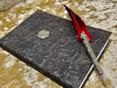 D20 Notebook | Journal | Grimoire | Vegan Leather Look | Gold Shimmer Diary | Gift for Dnd | Pathfinder Present | Notes - Image 5