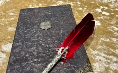 D20 Notebook | Journal | Grimoire | Vegan Leather Look | Gold Shimmer Diary | Gift for Dnd | Pathfinder Present | Notes - Image 8