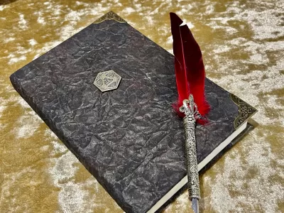 D20 Notebook | Journal | Grimoire | Vegan Leather Look | Gold Shimmer Diary | Gift for Dnd | Pathfinder Present | Notes - Image 9
