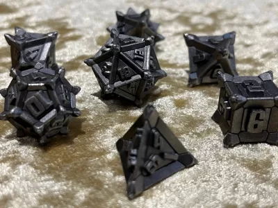 Dice Dungeons and Dragons DnD Poly ‘Depth Charger’ metal dice  for RPG Games like DnD and Pathfinder great Gifts for RPG games
