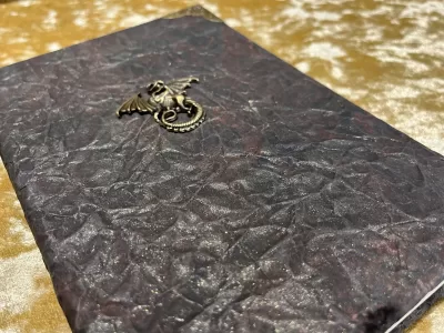 Dragon Notebook | Journal | Grimoire | Vegan Leather Look | Gold Shimmer Diary | Gift for Dnd | Pathfinder Present | Witchcraft - Image 3