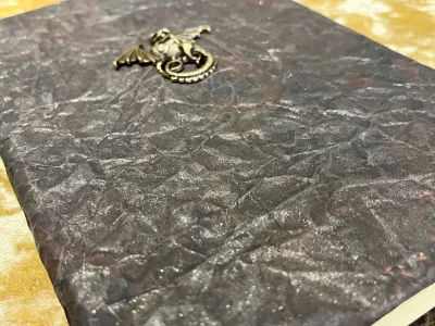 Dragon Notebook | Journal | Grimoire | Vegan Leather Look | Gold Shimmer Diary | Gift for Dnd | Pathfinder Present | Witchcraft - Image 4