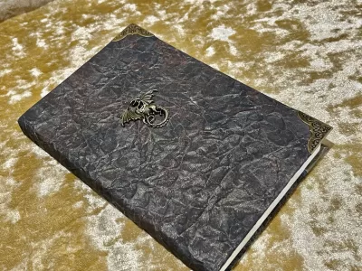 Dragon Notebook | Journal | Grimoire | Vegan Leather Look | Gold Shimmer Diary | Gift for Dnd | Pathfinder Present | Witchcraft - Image 8