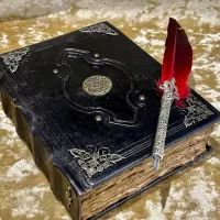 Notebook, Tome, Grimoire, Spell Book - Leather  Fantasy DnD, Witchcraft, with Embellishments. blank with Deckled Parchment