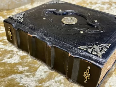 Notebook, Tome, Grimoire, Spell Book - Leather  Fantasy DnD, Witchcraft, with Embellishments. blank with Deckled Parchment - Image 3