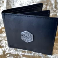 Wallet Mens GRADE B D20 Black with Coin Pouch DnD Gift for Dungeons and Dragons fans Genuine Leather