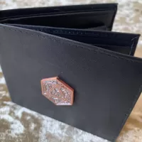 Wallet Rose Gold D20 Mens Black Leather Wallet with Coin Pouch DnD Gift for Dungeons and Dragons fans
