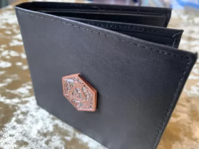 Wallet Rose Gold D20 Mens Black Leather Wallet with Coin Pouch DnD Gift for Dungeons and Dragons fans - Image 3