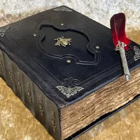 Bee Leather Notebook  |  Tome  |  Grimoire  |  Spell Book - A4 LARGE  |  Fantasy DnD  |  Witchcraft  |  blank with Deckled Parchment