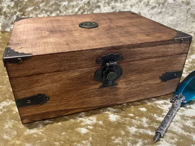 Chest Dungeons and Dragons Chest with metal Triple Goddess RPG box and DnD Dice Box