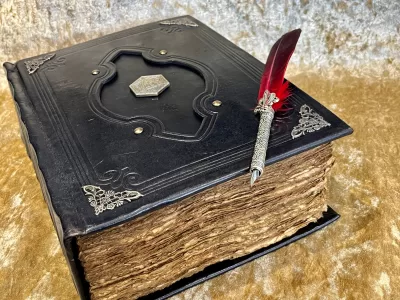 D20 Leather Notebook  |  Tome  |  Grimoire  |  Spell Book - A5  |  Fantasy DnD  |  Witchcraft  |  blank with Deckled Parchment - Image 5