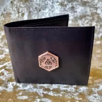 D20 Mens Brown Leather Wallet DnD Gift for Dungeons and Dragons fans