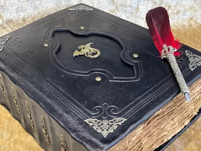 Dragon Leather Notebook  |  Tome  |  Grimoire  |  Spell Book - A4 LARGE  |  Fantasy DnD  |  Witchcraft  |  blank with Deckled Parchment