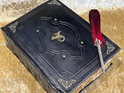 Dragon Leather Notebook  |  Tome  |  Grimoire  |  Spell Book - A4 LARGE  |  Fantasy DnD  |  Witchcraft  |  blank with Deckled Parchment - Image 2