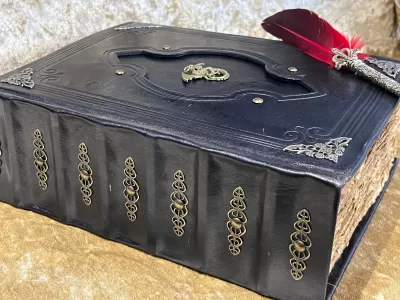 Dragon Leather Notebook  |  Tome  |  Grimoire  |  Spell Book - A4 LARGE  |  Fantasy DnD  |  Witchcraft  |  blank with Deckled Parchment - Image 4