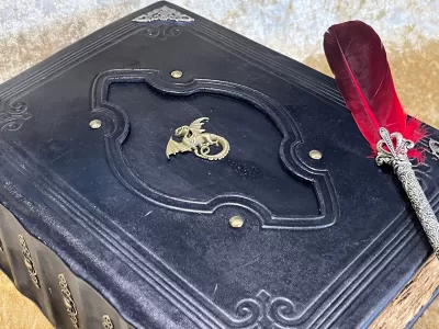 Dragon Leather Notebook  |  Tome  |  Grimoire  |  Spell Book - A4 LARGE  |  Fantasy DnD  |  Witchcraft  |  blank with Deckled Parchment - Image 5