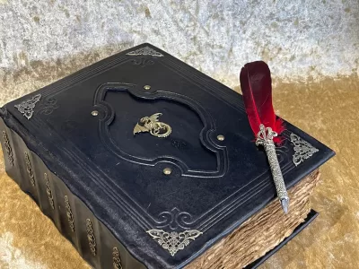 Dragon Leather Notebook  |  Tome  |  Grimoire  |  Spell Book - A4 LARGE  |  Fantasy DnD  |  Witchcraft  |  blank with Deckled Parchment - Image 6