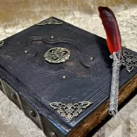 Grade B: Notebook, Tome, Grimoire, Spell Book - Leather  Fantasy DnD, Witchcraft, with Embellishments. blank with Deckled Parchment