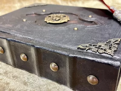 Grade B: Notebook, Tome, Grimoire, Spell Book - Leather  Fantasy DnD, Witchcraft, with Embellishments. blank with Deckled Parchment - Image 2