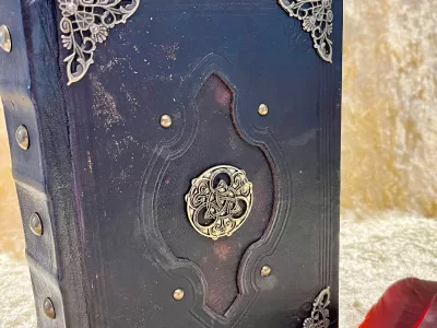 Grade B: Notebook, Tome, Grimoire, Spell Book - Leather  Fantasy DnD, Witchcraft, with Embellishments. blank with Deckled Parchment - Image 3