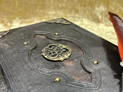 Grade B: Notebook, Tome, Grimoire, Spell Book - Leather  Fantasy DnD, Witchcraft, with Embellishments. blank with Deckled Parchment - Image 5