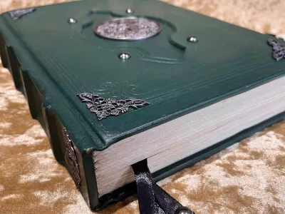 Leather Notebook Tree of Life Fantasy old Tome Book Grimoire Blank A4 Journal Dark Nay with deckled paper Dungeons & Dragons or witchcraft - Image 5