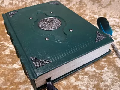 Leather Notebook Tree of Life Fantasy old Tome Book Grimoire Blank A4 Journal Dark Nay with deckled paper Dungeons & Dragons or witchcraft - Image 6