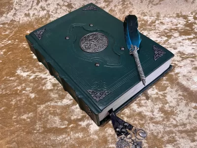 Leather Notebook Tree of Life Fantasy old Tome Book Grimoire Blank A4 Journal Dark Nay with deckled paper Dungeons & Dragons or witchcraft - Image 7