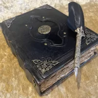 Notebook, Tome, Grimoire, Spell Book - Leather  Fantasy DnD, Witchcraft, with Embellishments. blank with Deckled Parchment