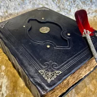 Triquetra Leather Notebook  |  Tome  |  Grimoire  |  Spell Book - A4 LARGE  |  Fantasy DnD  |  Witchcraft  |  blank with Deckled Parchment