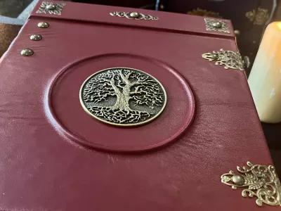 Tree of Life Leather Notebook | Tome | Grimoire | Spell Book - A4 LARGE | Fantasy DnD | Witchcraft | blank Deckled Parchment